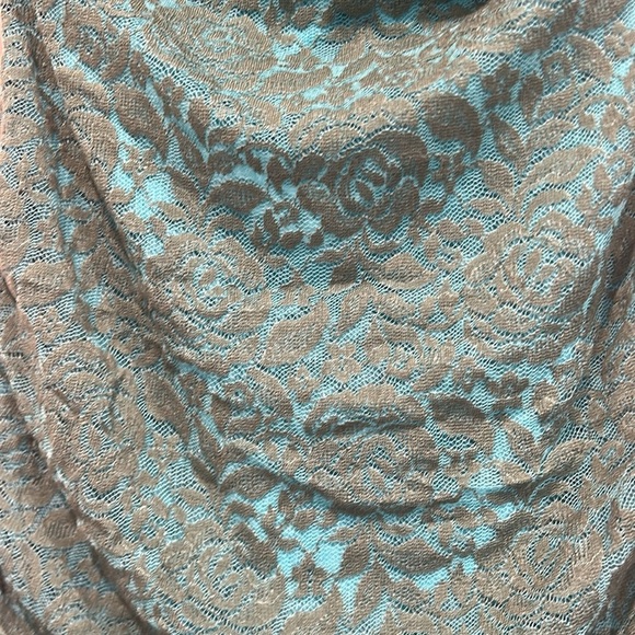 Current mood rose lace halter neck Elegant Teal handkerchief hem mini dress larg - Picture 3 of 7